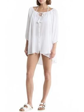 Vitamin A Costa Cover-Up Shirt Dress NWT White Small
